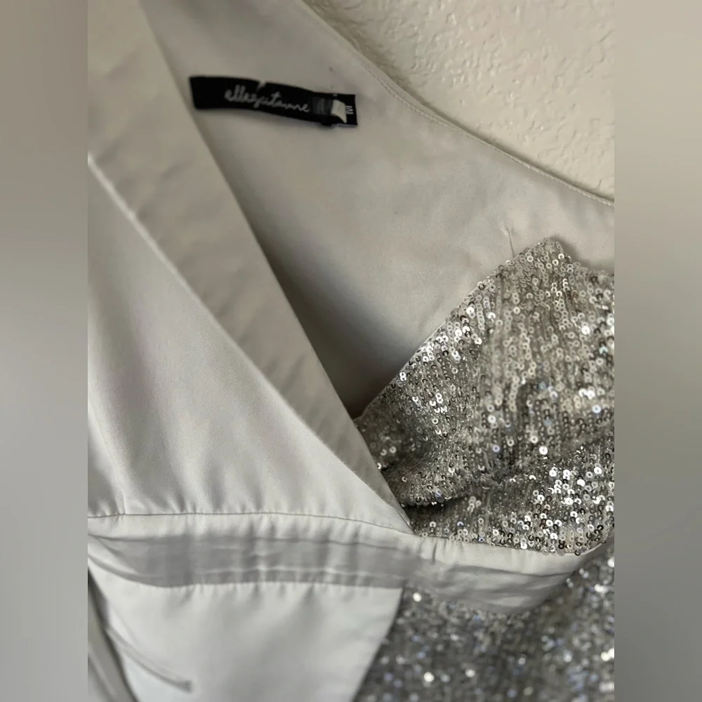 Elle Zeitoune Alexa Silver Cocktail Dress Size M - Picture 6 of 11